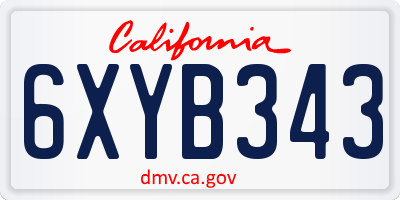 CA license plate 6XYB343
