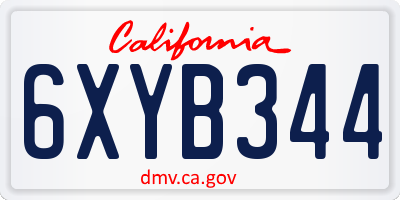 CA license plate 6XYB344