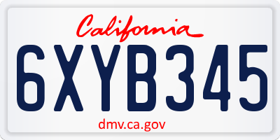CA license plate 6XYB345