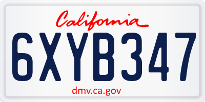 CA license plate 6XYB347