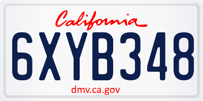 CA license plate 6XYB348