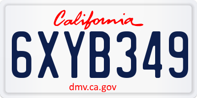 CA license plate 6XYB349