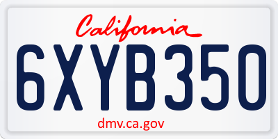CA license plate 6XYB350