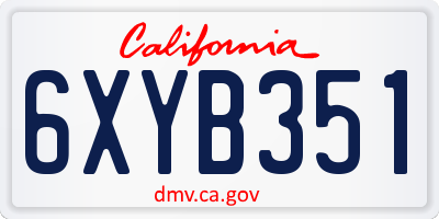 CA license plate 6XYB351