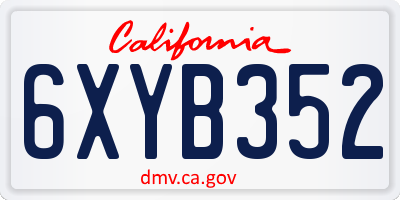 CA license plate 6XYB352