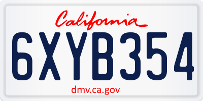 CA license plate 6XYB354