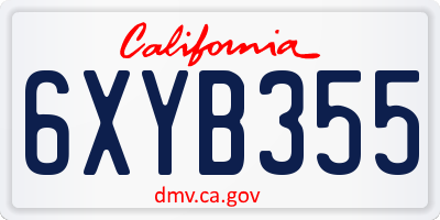 CA license plate 6XYB355