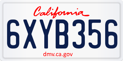 CA license plate 6XYB356