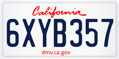 CA license plate 6XYB357