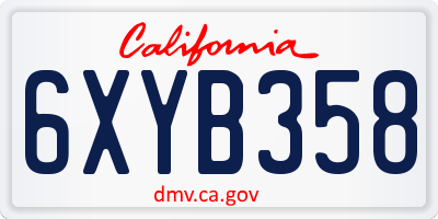 CA license plate 6XYB358