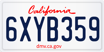 CA license plate 6XYB359
