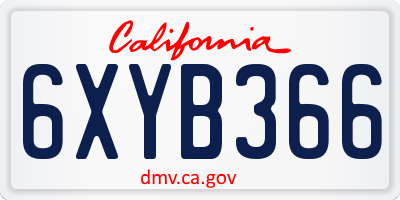CA license plate 6XYB366