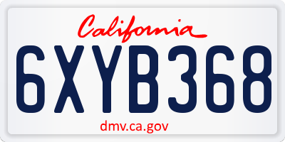 CA license plate 6XYB368