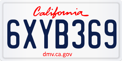 CA license plate 6XYB369