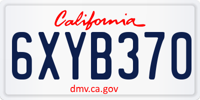 CA license plate 6XYB370