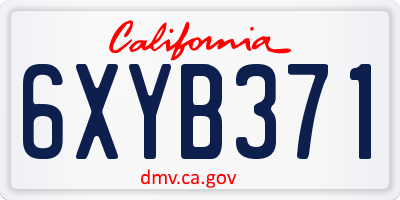 CA license plate 6XYB371
