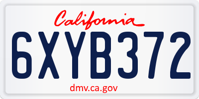 CA license plate 6XYB372