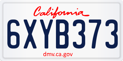 CA license plate 6XYB373