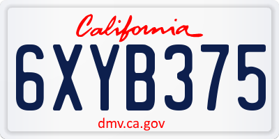 CA license plate 6XYB375