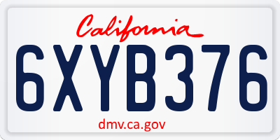 CA license plate 6XYB376