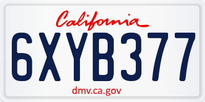 CA license plate 6XYB377