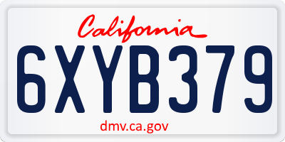 CA license plate 6XYB379