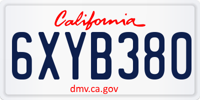 CA license plate 6XYB380