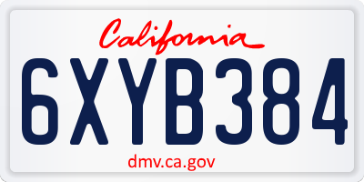 CA license plate 6XYB384