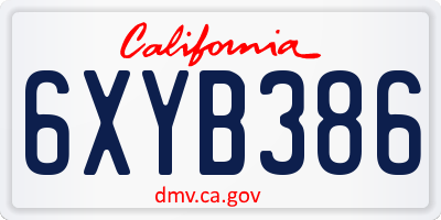 CA license plate 6XYB386