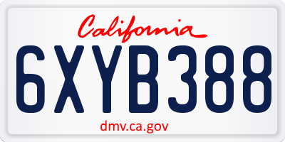 CA license plate 6XYB388
