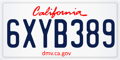 CA license plate 6XYB389