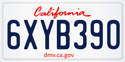 CA license plate 6XYB390
