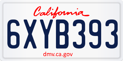 CA license plate 6XYB393