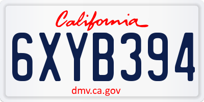 CA license plate 6XYB394