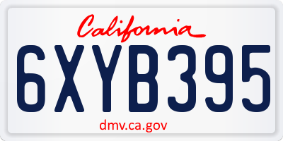 CA license plate 6XYB395