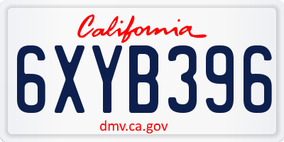 CA license plate 6XYB396