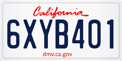 CA license plate 6XYB401