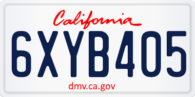 CA license plate 6XYB405