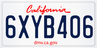 CA license plate 6XYB406