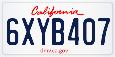 CA license plate 6XYB407