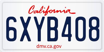 CA license plate 6XYB408