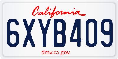 CA license plate 6XYB409