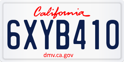 CA license plate 6XYB410