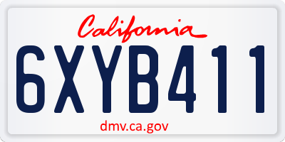 CA license plate 6XYB411