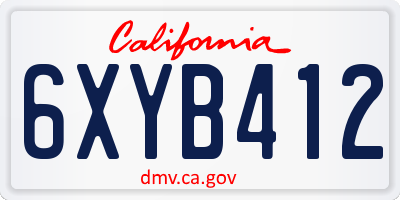 CA license plate 6XYB412