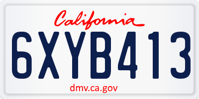 CA license plate 6XYB413