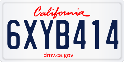 CA license plate 6XYB414