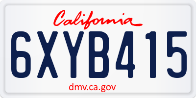 CA license plate 6XYB415