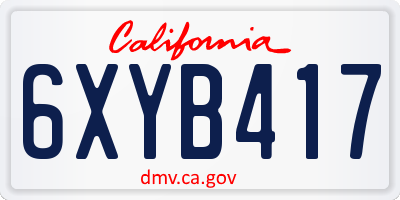 CA license plate 6XYB417