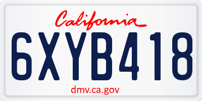 CA license plate 6XYB418